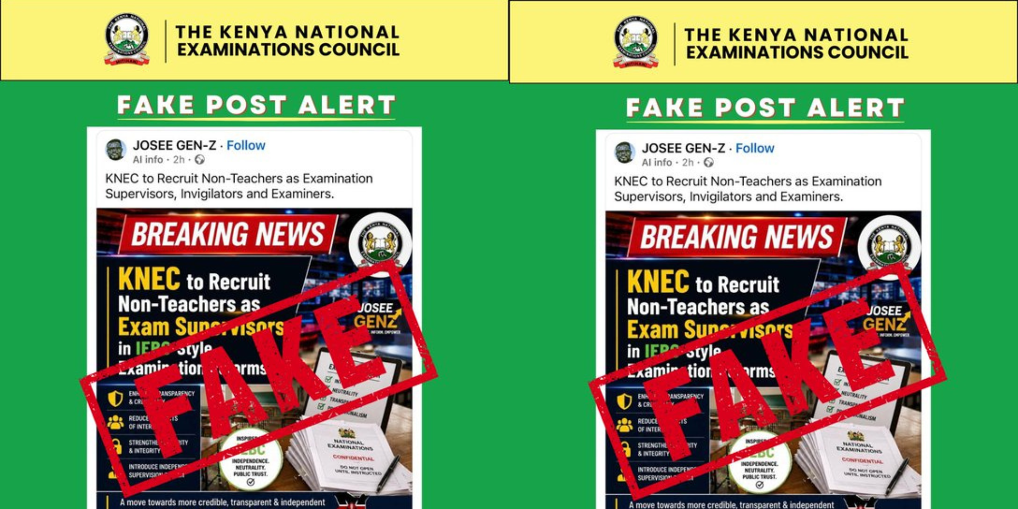 KNEC Clarifies Claims of Non-Teacher Recruitment for KCSE and KJSEA. Photo/ KNEC