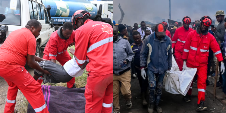 Kenya Red Cross first responders attended to 17 casualties with minor injuries at Gikomba Market during the fire incident.