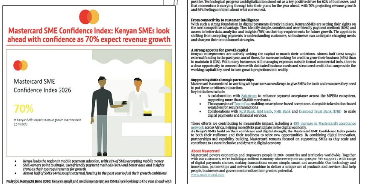 Mastercard Index Shows Kenyan SMEs Maintain Strong Growth Confidence