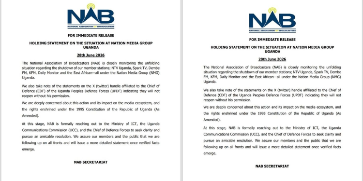 NAB Issues Holding Statement on Nation Media Group Uganda Shutdown