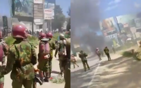 Police clash with protesters in Nanyuki town. Photo/ file