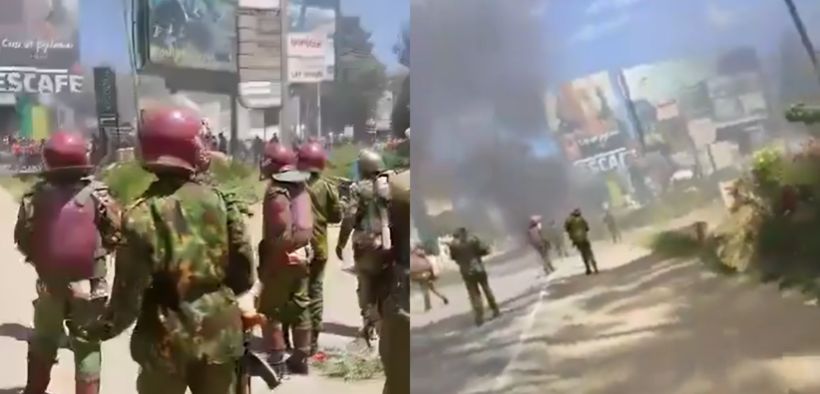 Police clash with protesters in Nanyuki town. Photo/ file