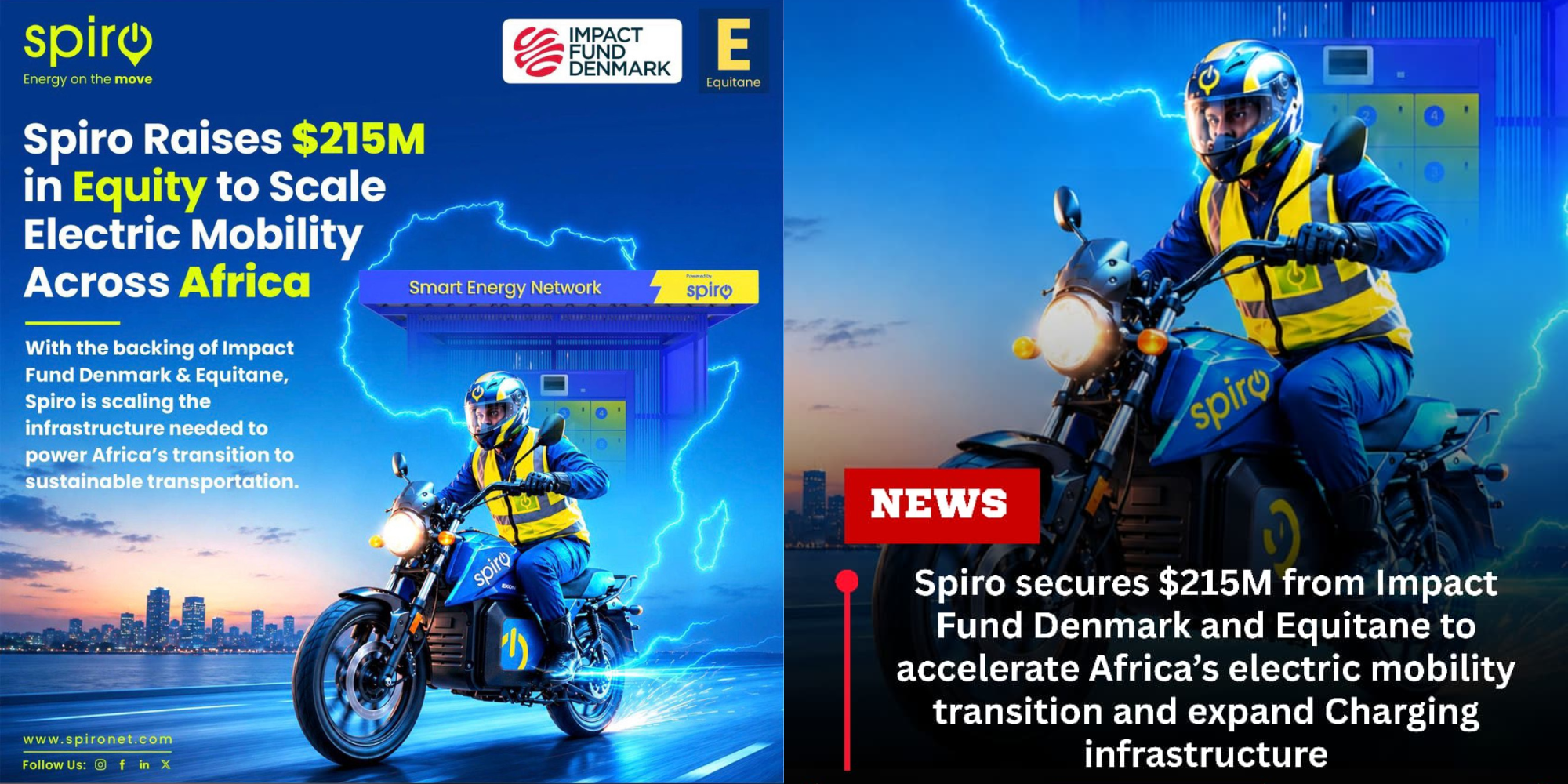 Spiro announces a $215M investment round to accelerate the deployment of its electric mobility and battery swapping infrastructure across Africa.