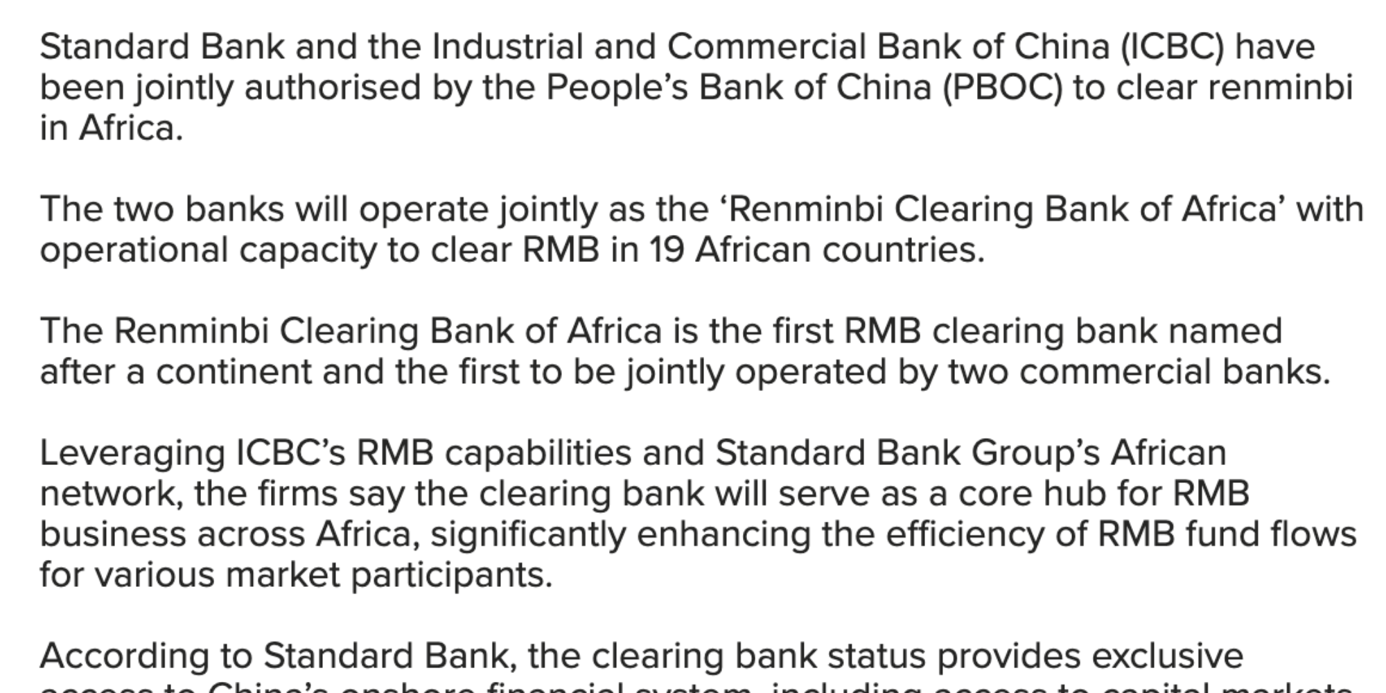 Standard Bank Becomes First African Bank to Clear Chinese RMB. Photo/ file