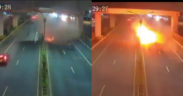 CCTV footage showing the car in flames PHOTO/X