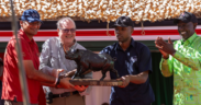 Adil Khawaja of Car No. 44 (AK 44) on left, receives the Top Fundraiser Award during the 2026 Rhino Charge event held at Ngilai Community Conservancy in Samburu County. Mr. Khawaja raised a remarkable KES 216 million in support of Rhino Ark’s conservation efforts, including the protection and preservation of Kenya’s mountain range ecosystems, commonly known as the country’s vital water towers. PHOTO/ File
