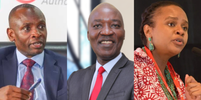 Stanley Kamanguya, the CEO of the Information and Communications Technology (ICT) Authority; Jessy Kiveu Maruti, the CEO of the Kenya Film Commission (KFC); and Dr. Mercy Mwangangi, the CEO of the Social Health Authority (SHA). PHOTO/COURTESY