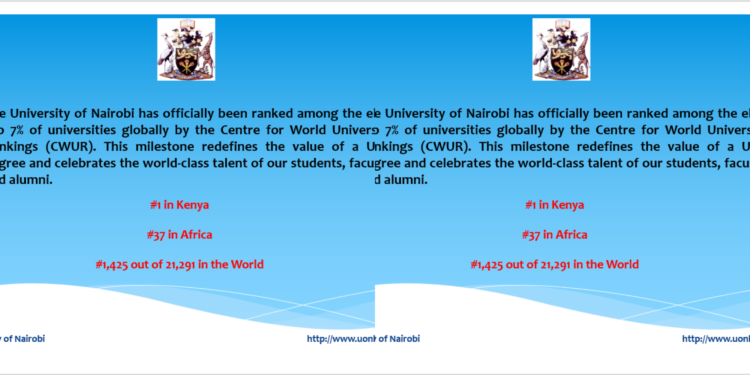 University of Nairobi Joins World's Top 7% Universities in 2026 CWUR Rankings