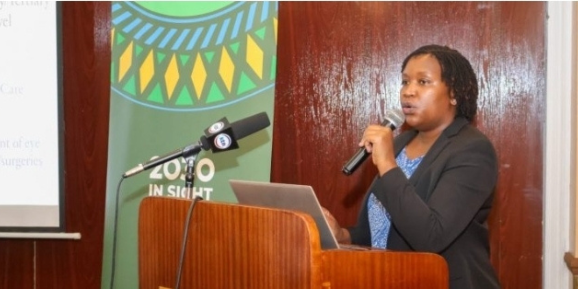Dr. Monicah Bitok, the Acting Head of Eye Health at Kenya’s Ministry of Health, speaks during a pre-conference briefing ahead of the global 2030 In Sight Live Conference in Nairobi. PHOTO/ MoH X