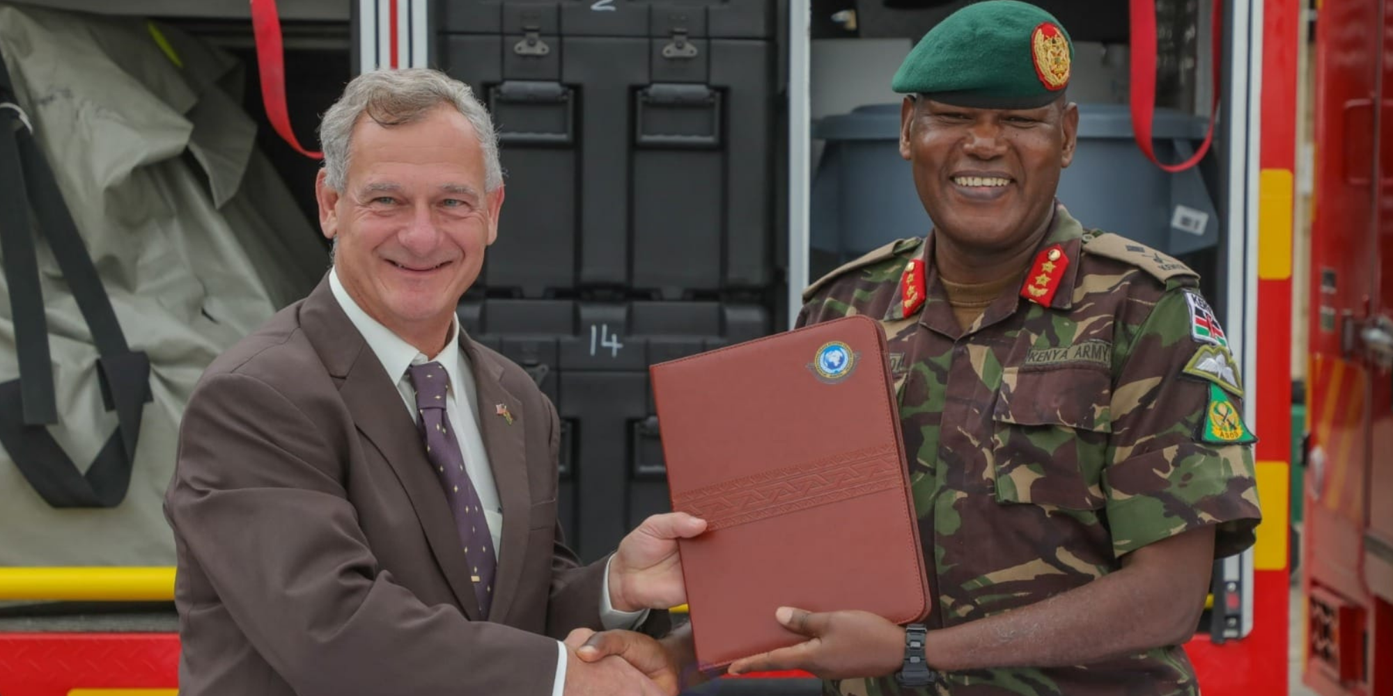 Major General John Maison Nkoimo, GOC Special Operations Command, during the US-KDF Graduation and Transfer of Equipment Ceremony at the Disaster Response Battalion in Embakasi on August 23, 2024. PHOTO/ KDF