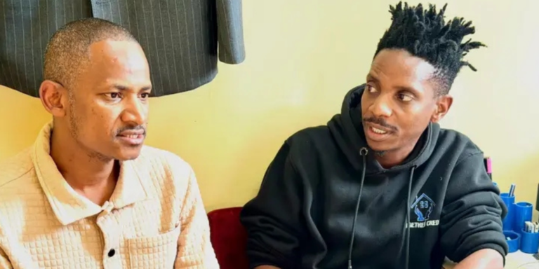 Eric Omondi and Babu Owino at Nairobi Area Regional Police Headquarters following the comedian’s arrest at JKIA on June 5, 2026, with the MP confirming his detention and calling for his release. PHOTO/ Babu Owino FB
