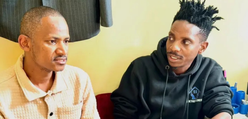 Eric Omondi and Babu Owino at Nairobi Area Regional Police Headquarters following the comedian’s arrest at JKIA on June 5, 2026, with the MP confirming his detention and calling for his release. PHOTO/ Babu Owino FB