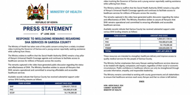 Ministry of Health Defends SHA Services in Garissa County