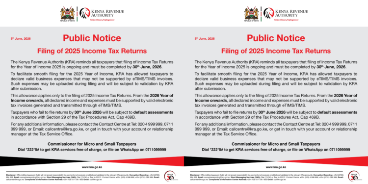 KRA Warns Taxpayers Over 2025 Returns Deadline and eTIMS Requirements