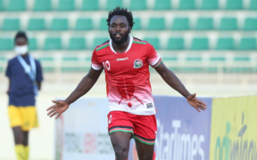 Former AFC leopards striker Elvis Rupia during a past Harambe Stars Match at Kasarani Stadium in Nairobi. PHOTO/ File