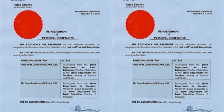 PS Julius Bitok Moved from Education Docket with Immediate Effect
