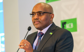 KCB Group CEO, Paul Russo addressing the media during a past event. PHOTO/FILE.