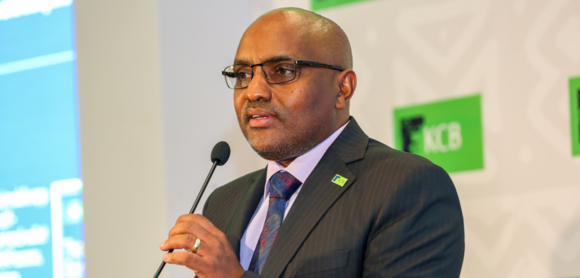 KCB Group CEO, Paul Russo addressing the media during a past event. PHOTO/FILE.