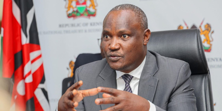 Treasury CS John Mbadi while addressing press at the National Treasury building in Nairobi on February 9 PHOTO/TCS