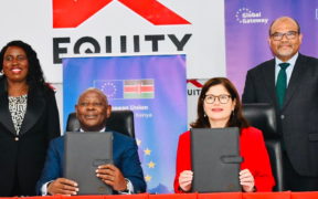 Dr. James Mwangi (Equity Group Foundation) and H.E. Henriette Geiger (EU Ambassador to Kenya) celebrate the signing of a landmark partnership to send 100 top-performing scholars annually to European universities. PHOTO/ Henriette Geiger