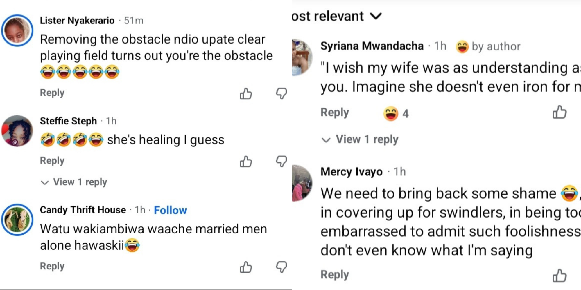 Facebook reactions of a breakup story of a woman who was stalking her ex- boyfriend. PHOTO/ Screengrab