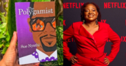 A collage of The Polygamist novel and the author Sue Nyathi PHOTO/Sue IG