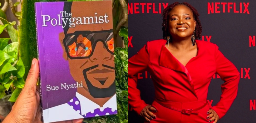 A collage of The Polygamist novel and the author Sue Nyathi PHOTO/Sue IG