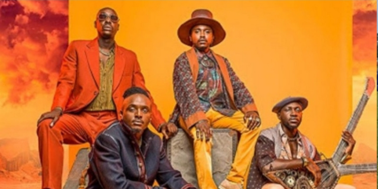 Sauti Sol Band from left, Bien-Aimé Baraza, Savara Mudigi, Polycarp Otieno and Willis Chimano. PHOTO/ Sauti Sol