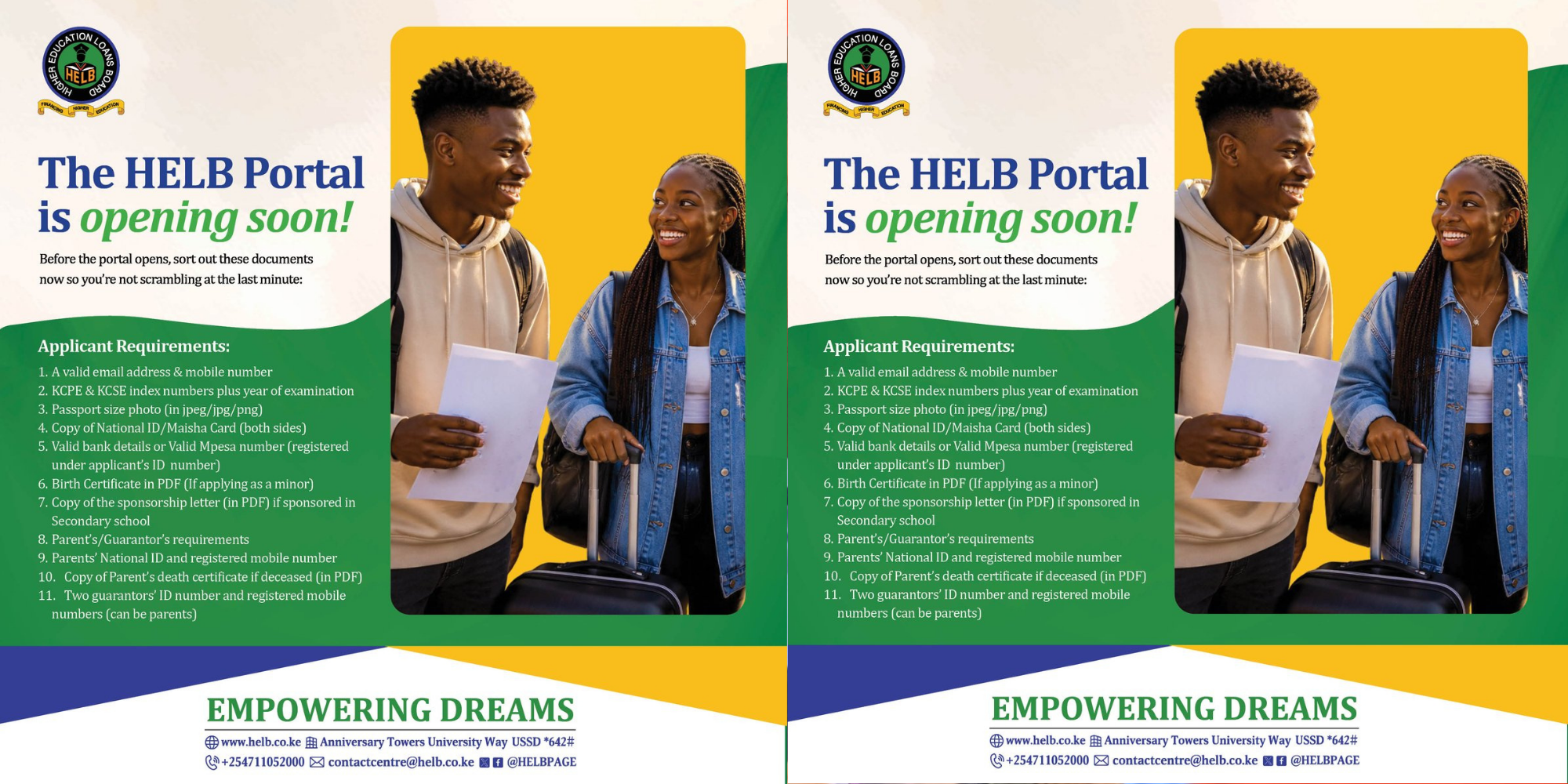 HELB announces its first-time application portal will open soon and urges students to prepare key documents early to avoid last-minute rush and delays. PHOTO/ HELB