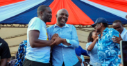 Murang’a Governor Irungu Kang’ata joins the Linda Mwananchi group led by Edwin Sifuna during a political meeting in Thika on June 14, 2026. PHOTO/ Dennis Onsongo