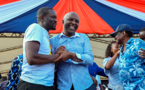Murang’a Governor Irungu Kang’ata joins the Linda Mwananchi group led by Edwin Sifuna during a political meeting in Thika on June 14, 2026. PHOTO/ Dennis Onsongo