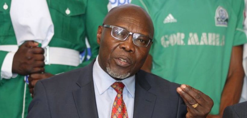 Gor Mahia chairman Ambrose Rachier during a past media address at Gor's headquarters in Nairobi. PHOTO/ File