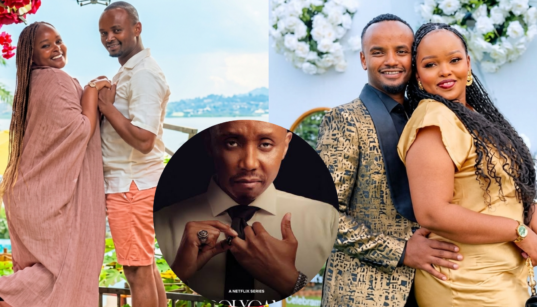 A photo collage of Kabi WaJesus and Milly WaJesus and an insert of The Polygamist Character Jonasi. PHOTO/ Milly WaJesus/ Sue IG