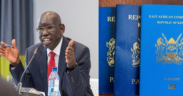 A photo collage of PS Belio Kipsang of State Department for Immigration and Citizen services at previous event and Kenyan passport. PHOTO/ Kipsang X/ Immigration Services Kenya X