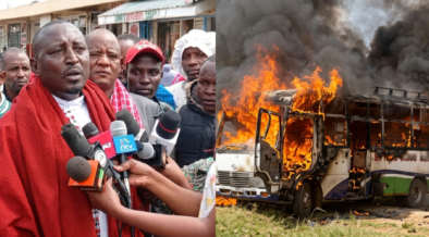 Kitengela Chairman of the Maa Unity Agenda, Godfrey Olenghabaiya, leads elders in a peace gathering and issues a firm warning ahead of June 25 protests amid rising tensions and a vehicle on fire after chaos that erupted at the women and youth empowerment event in Kuresoi North on June 19, 2026. PHOTO/ Screengrab