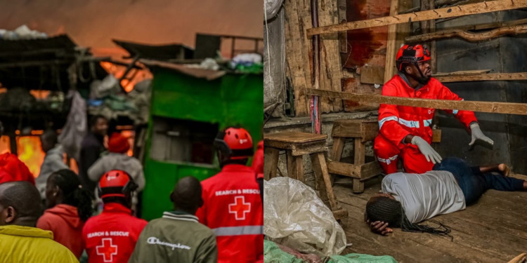 Red cross officials in Gikomba marketPHOTO/ Red Cross