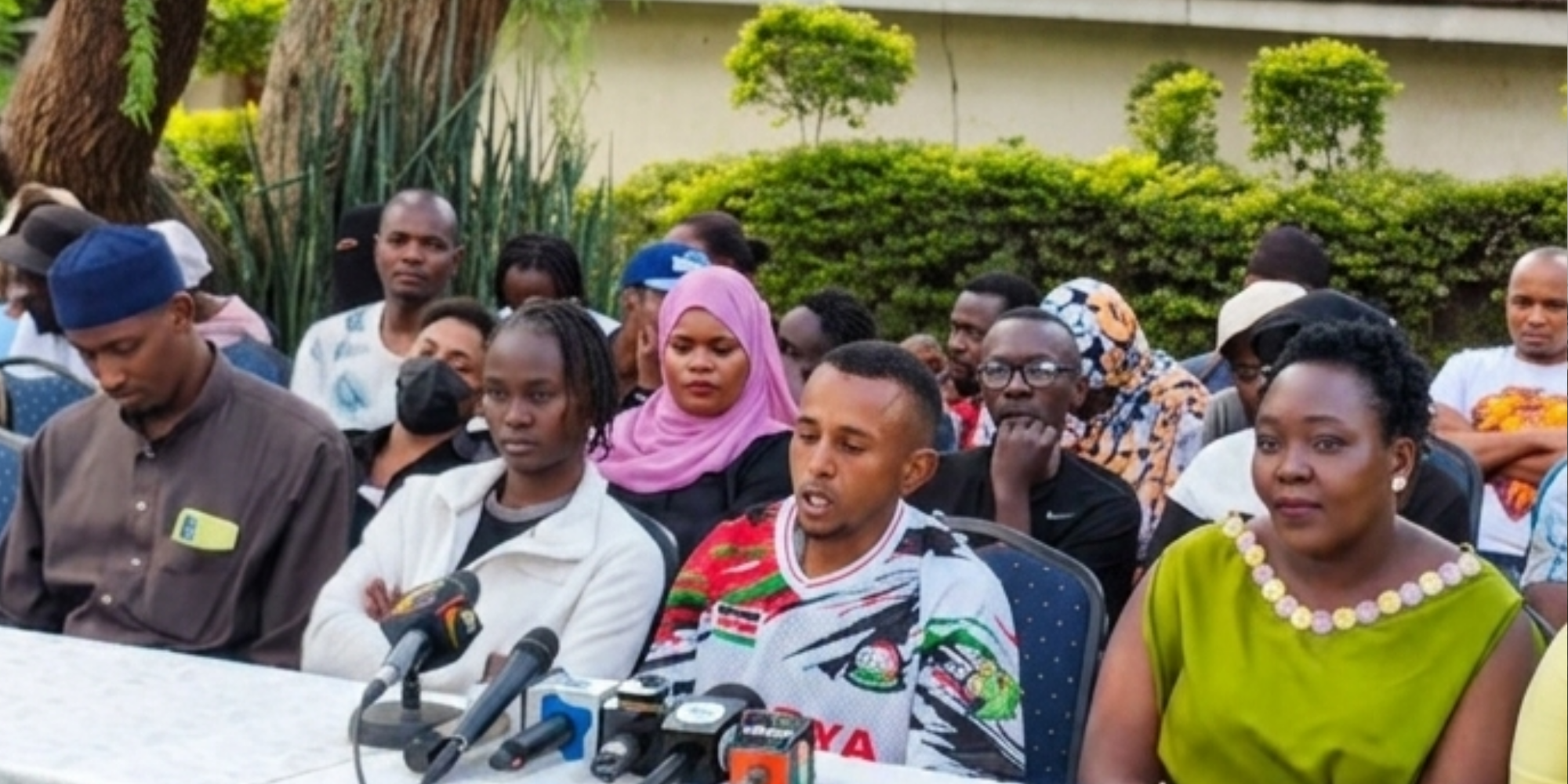 Kitengela residents address the media as Aslam Longton warns against violence ahead of the planned June 25 demonstrations and calls for peaceful, orderly protests. PHOTO/ Screengrab