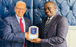 Esri Inc. Managing Director Dean Angelides together with Nairobi Water Managing Director Martin Nang’ole at Nairobi Water headquarters in Nairobi. PHOTO/ File