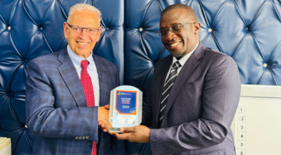 Esri Inc. Managing Director Dean Angelides together with Nairobi Water Managing Director Martin Nang’ole at Nairobi Water headquarters in Nairobi. PHOTO/ File