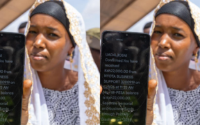 A woman who is a NYOTA beneficiary showcasing her money from the program PHOTO/COURTESY