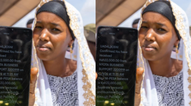 A woman who is a NYOTA beneficiary showcasing her money from the program PHOTO/COURTESY
