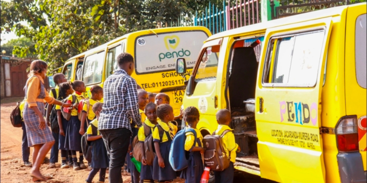 School going children boarding their school vanPHOTO/Pendo