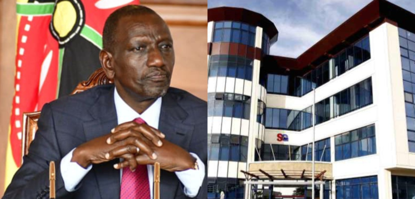 A collage of president William Ruto and the Standard building PHOTO/Standard