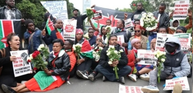 Families of Gen Z protest victims shed tears as they march to Parliament and lay wreaths in honour of those killed in the 2024 anti-Finance Bill protests. PHOTO/Bonface Bogita/NMG