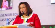 TSC Ag. CEO Evaleen Mitei leads directors and staff at the 49th KESSHA Conference in Mombasa on June 24, 2026, reinforcing a unified push to drive education reforms and strengthen quality learning nationwide. PHOTO/ TSC
