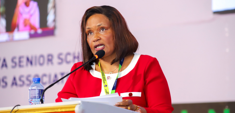 TSC Ag. CEO Evaleen Mitei leads directors and staff at the 49th KESSHA Conference in Mombasa on June 24, 2026, reinforcing a unified push to drive education reforms and strengthen quality learning nationwide. PHOTO/ TSC