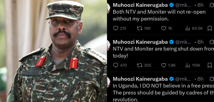 A collage of General Muhoozi and the posts he posted on X PHOTO/Muhoozi X