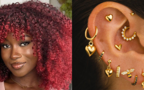 A collage of a young woman with hair dye and ear piercings PHOTO/COURTESY