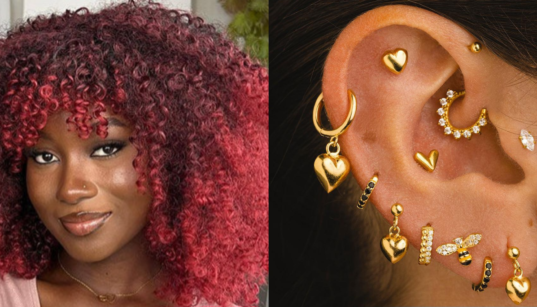 A collage of a young woman with hair dye and ear piercings PHOTO/COURTESY
