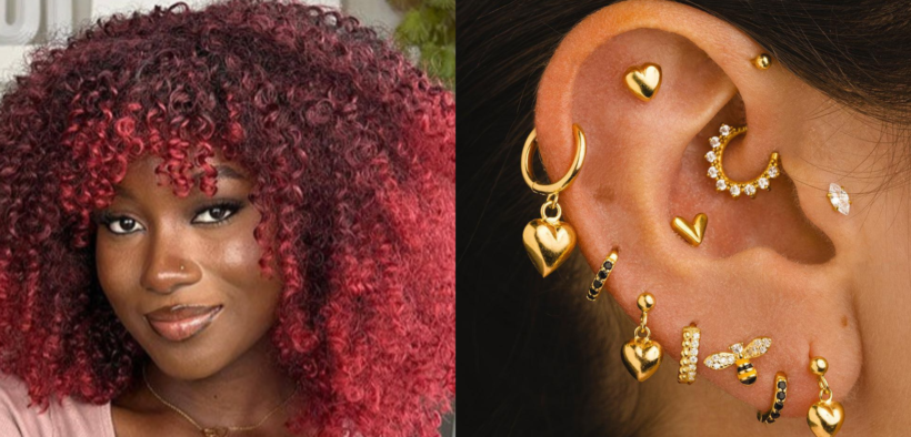 A collage of a young woman with hair dye and ear piercings PHOTO/COURTESY